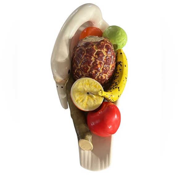 Swan Fruit Centerpiece Table Decor Ceramic Bird Vintage White Flawed Banana Lime - Picture 2 of 7